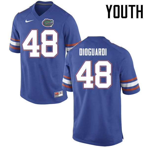 Youth NCAA Florida Gators Brett DioGuardi #48 Stitched Authentic Nike Blue College Football Jersey ITA7165QE